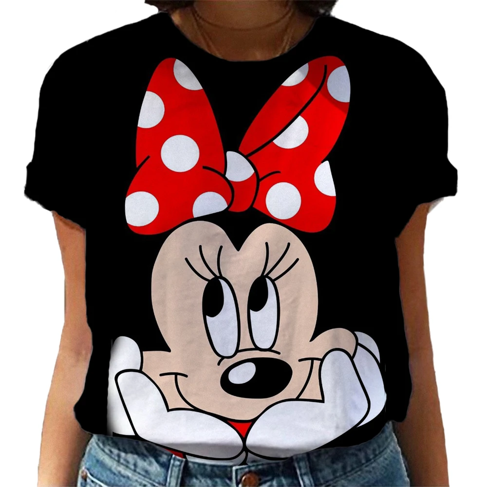 

Fashion Mickey Mouse Print Casual O-neck Top Tee Shirt Women Black White T-shirtWomen T Shirt Harajuku Short Sleeves T Shirts