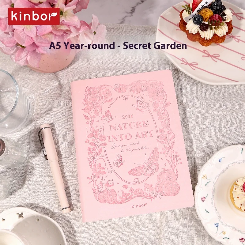 دفتر Kinbor 2026 مخطط A5 A6 جدول أعمال السنة الكاملة الجدول الزمني اليومي خط أسبوعي كفاءة دفاتر الملاحظات لمكتب المدرسة