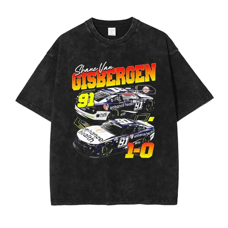 

Nascar T-shirt Vintage Washed Racing Y2K T Shirt Streetwear Motor Sport Short Sleeve Harajuku HD DTG Print Tops Tees Men Cotton