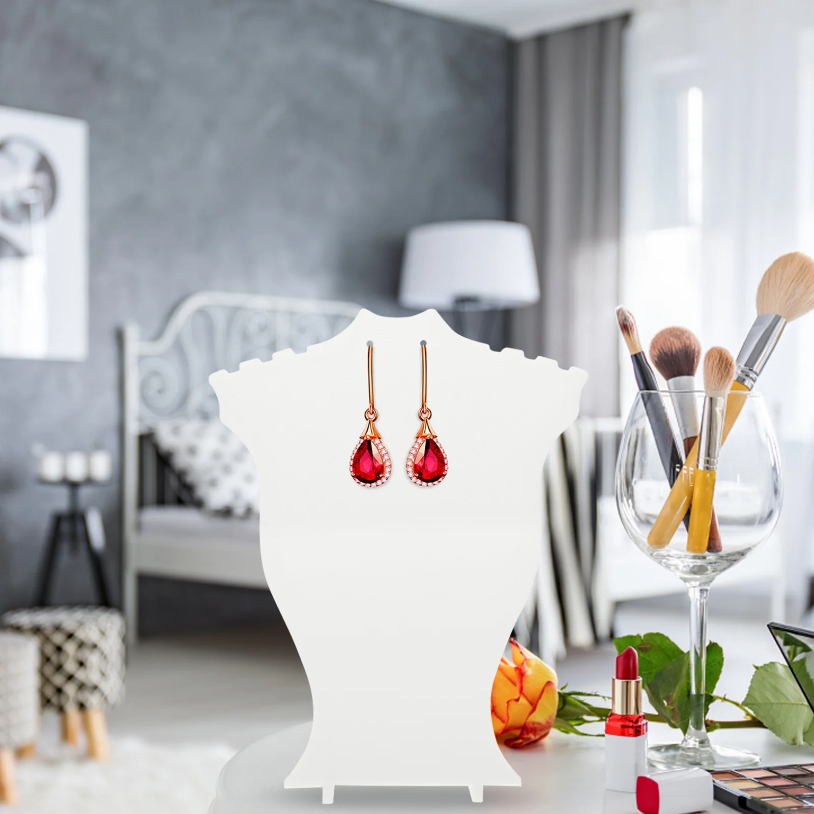 

Jewelry Display Rack Earring and Necklace Organizer Simple Elegant Design for Home Storage Or Shop Decoration Earring Display