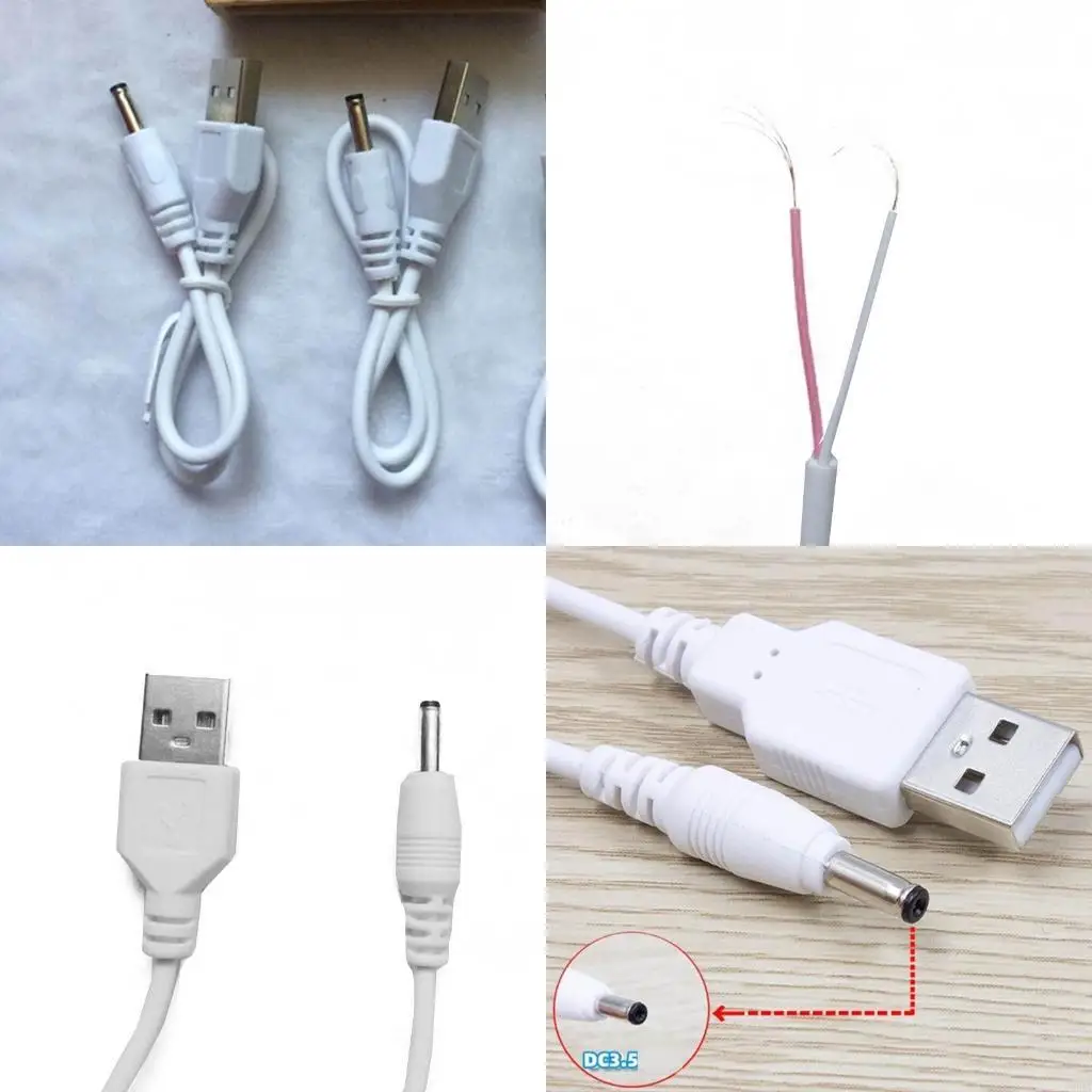 Barrel Cord USB A to DC3.5 Power Cable 5V Appliances Charging Cable