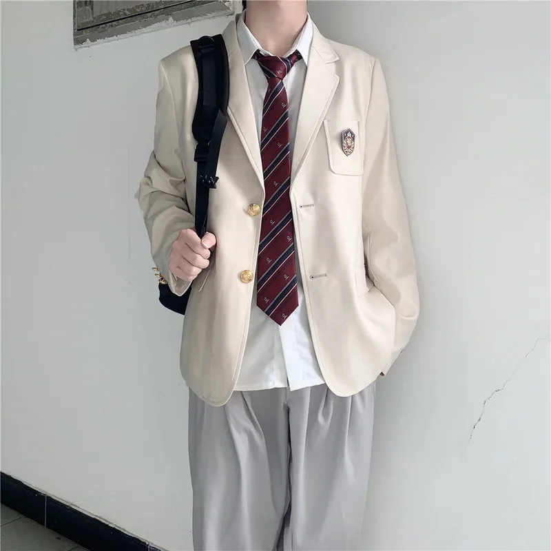 

2024, японский консервативный стиль, мужской пиджак, весенне-осенний студенческий значок JK/DK, униформа, пальто, женский костюм, топ, белая одежда для пар