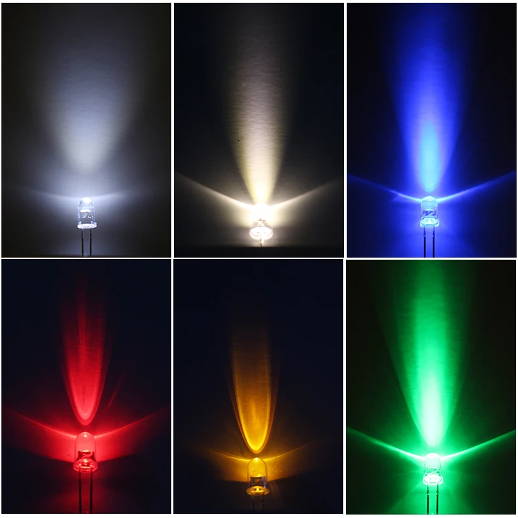 100PC Transparent Multicolor Flicker Red Yellow Blue Green white 5mm Flashing twinkle Blinking LED Diode Flash RGB F5