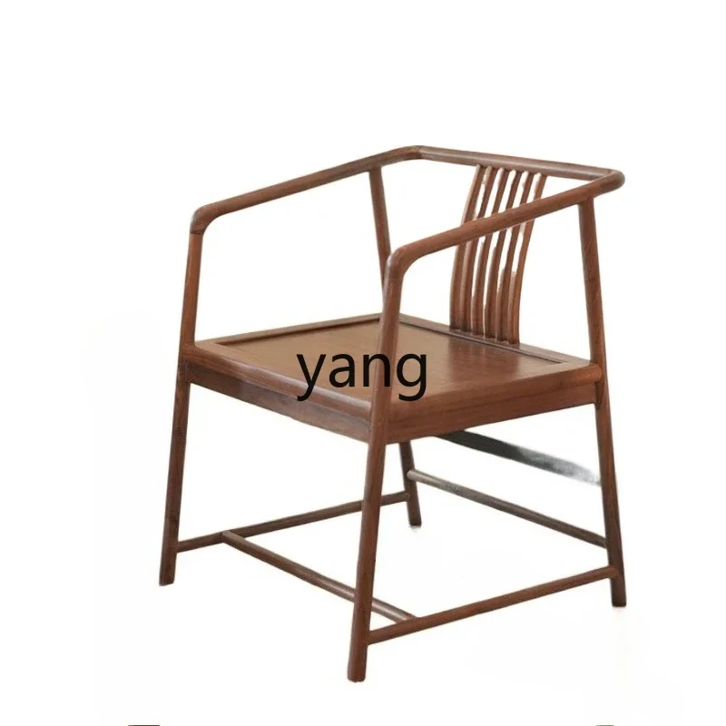 

LTT black walnut armchair new Chinese tenon and mortise all solid wood leisure chair home tea back chair