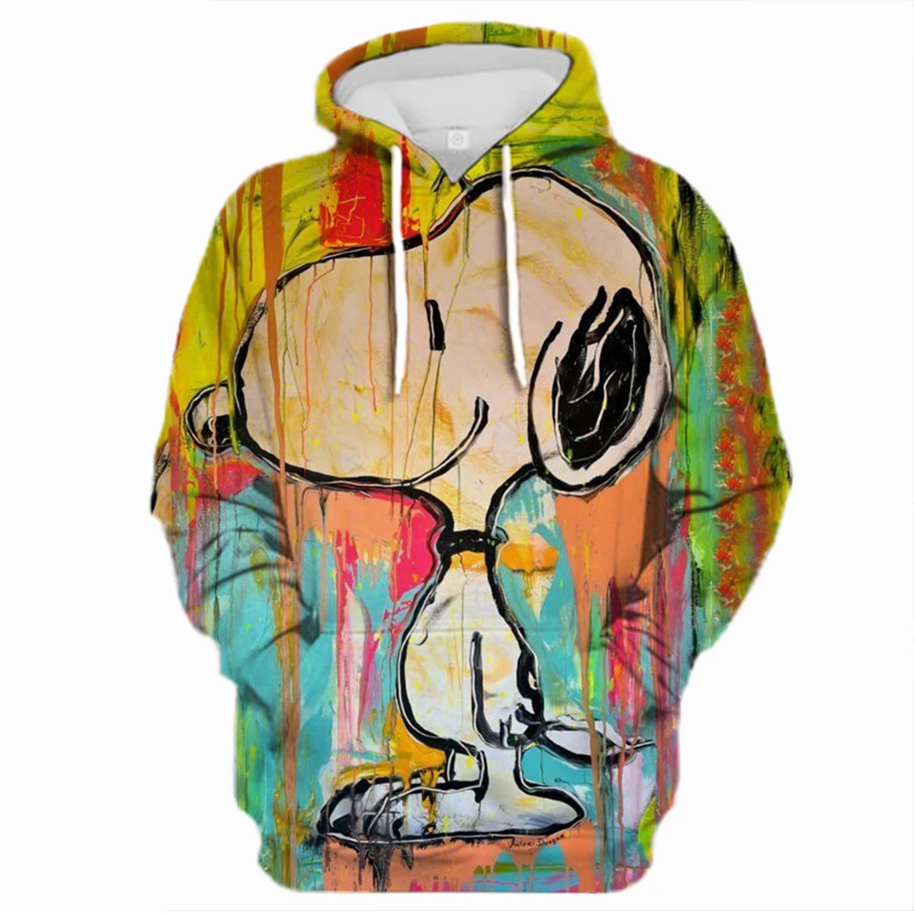 Snoopy Kawaii Cartoon Print Hoodie for Women Soft Casual Loose Sportwear Female Sweatshirt Warm Fleece Ladies Clothes 2024