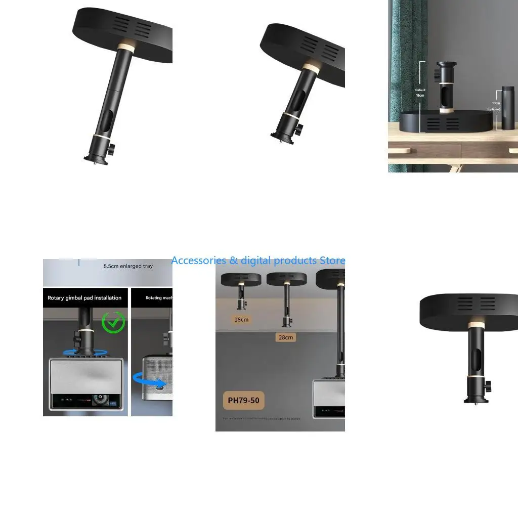 77JD Metal Projectors Ceiling Mount 1/4 Thread for Easy Integration Adjustable Length