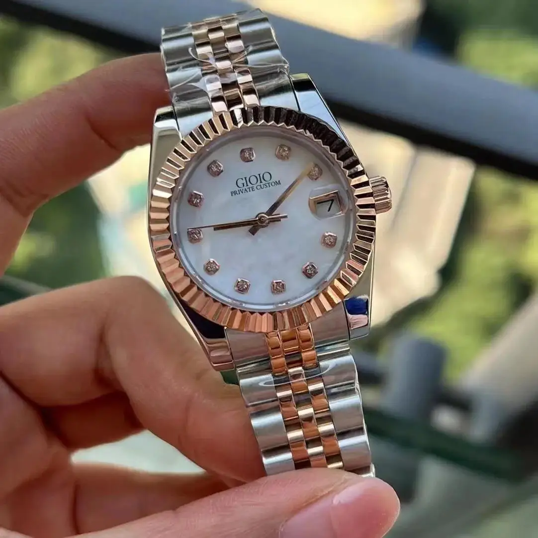 Reloj Automático de lujo para hombre, relojes mecánicos, calendario de acero inoxidable, plata, oro rosa, negro, verde, reloj de pulsera Roma de 31mm