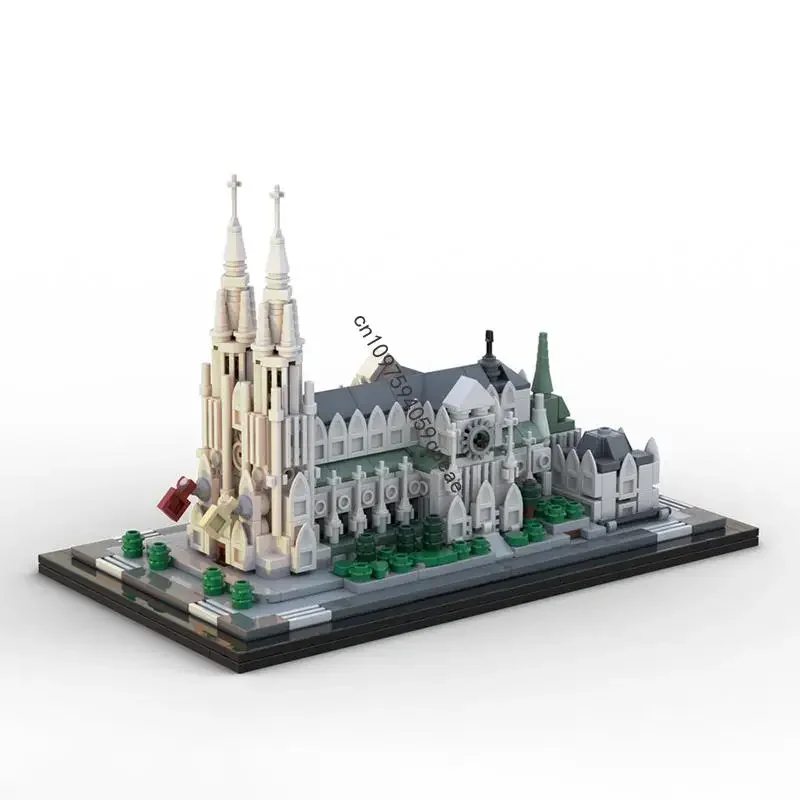 Nuevo 843 Uds MOC vista de calle Medieval europea patrón de catedral de Patricio rompecabezas personalizado DIY ideas creativas juguete para niños regalo de cumpleaños