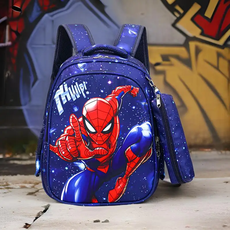 Spider Man School Bag, Super Hero With Pencil Case Full Print Backpack & Travel Bag, For School, Exterior Activities & Everyday