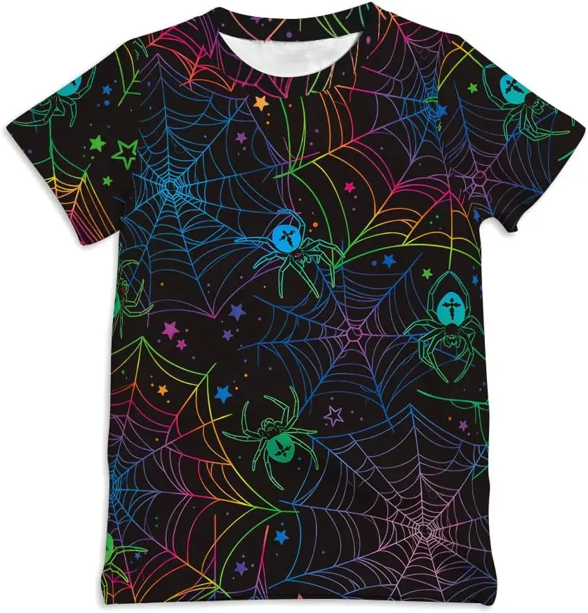 Camisa de Halloween para niños y niñas, camisas unisex con esqueleto de calabaza, manga corta