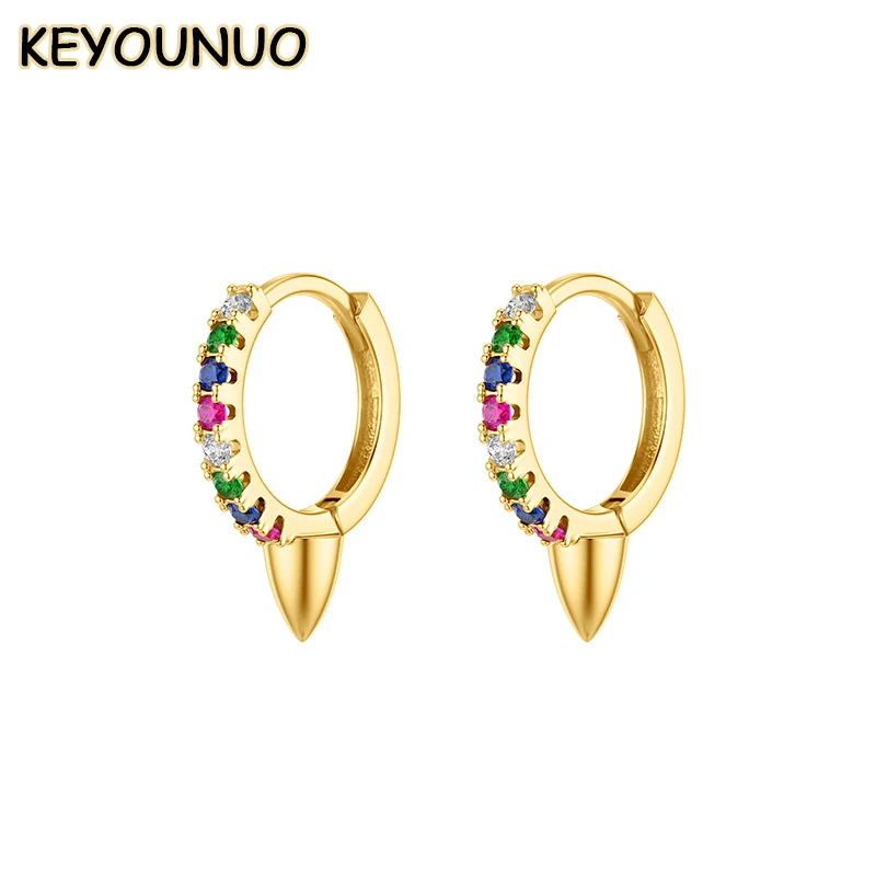 

KEYOUNUO Gold Filled Hoop Earrings For Women Colorful Zircon Cone Earrings 2023 Women's Fashion Party Wedding Jewelry Wholesale