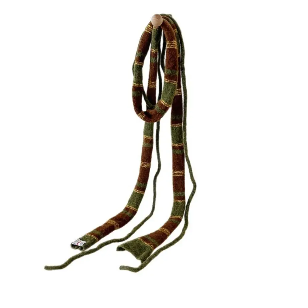 Korean Style Stripe Woolen Scarf Slim Knitted Y2K Girl Scarf Warm Neck Skinny Scarf Autumn Winter