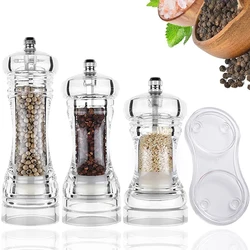 FLYMUYU Pepper Grinder Clear Acrylic Salt and Pepper Mills Spice Mill Adjustable Coarseness by Ceramic Rotor Kitchen Accessories