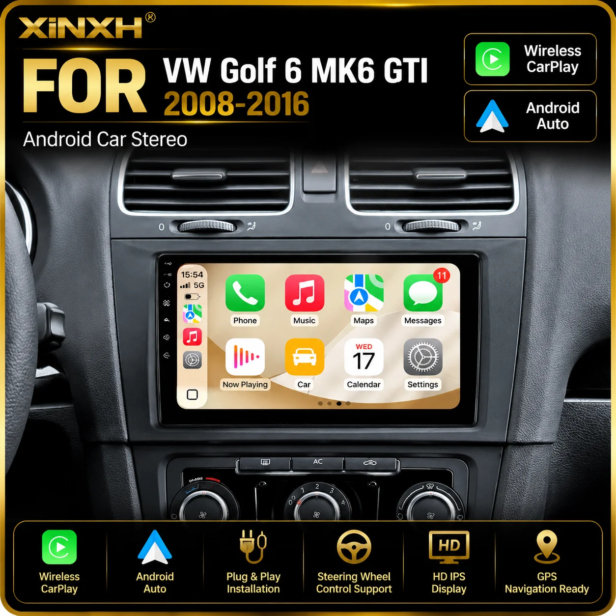 Android Car Radio GPS Navigation Player For Volkswagen VW Golf 6 MK6 GTI 2008-2016 Wireless CarPlay Android Auto Octa Core 4G WI