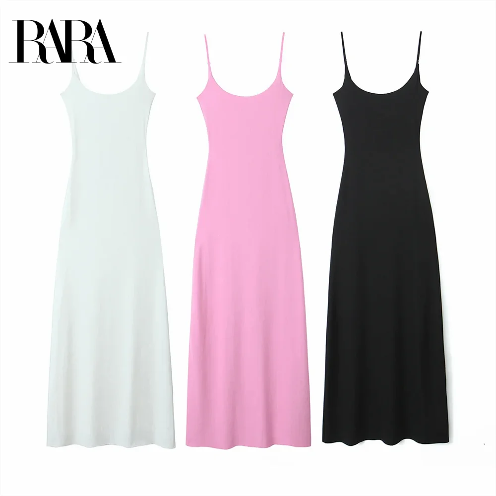 

2025 RARA Women's Spaghetti - strap Slip Dresses in White Pink and Black for a Simple and Stylish Look