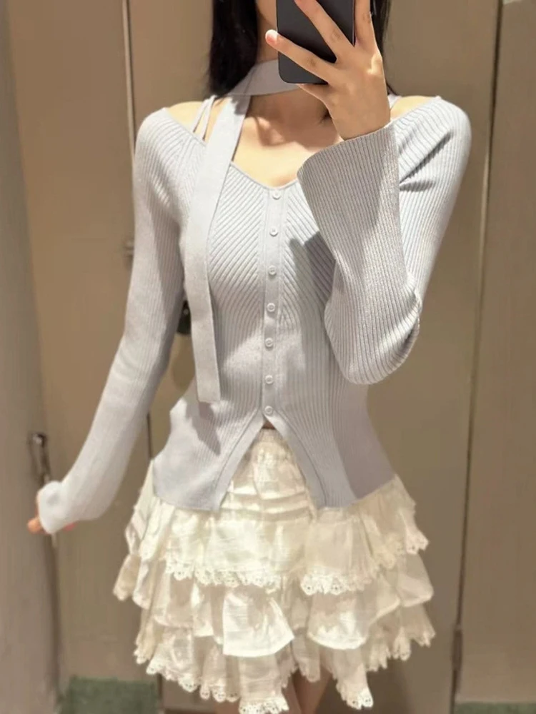 

Slimming Knitted Sweater V-Ne Long Sve Vest New Autumn Winter Faion Commute Sle Polyester Fiber Single Piece Warmth ...