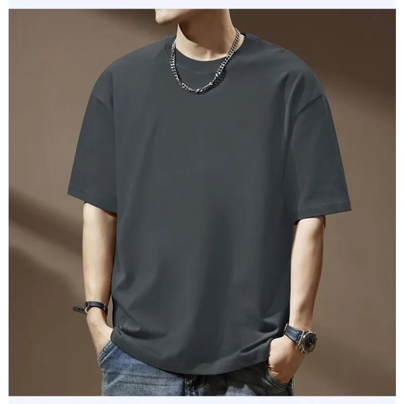 تي شيرت جديد من القطن الخالص بأكمام قصيرة من Marvel للرجال برقبة دائرية فضفاضة غير رسمية بلون سادة ومتعددة الاستخدامات وقميص رياضي بسيط #5