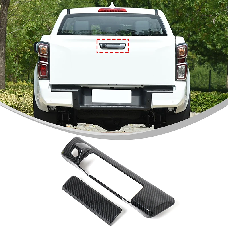 

metyoucar For Isuzu D-MAX 2022-2025 ABS Carbon Fiber Car Tailgate Handle Cover Trim Car Accessories