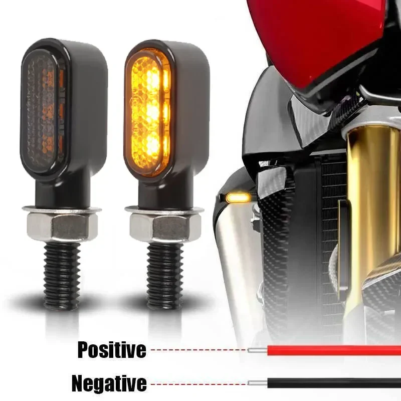 8mm Mini Led Motorcycle Turn Signal Light Lamp Indicators Blinker Amber Clignotant Moto 3Leds 12V for Yamaha Kawasaki Cafe Racer