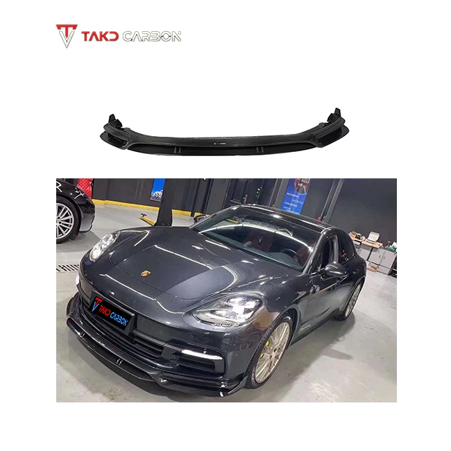 

TAKD Carbon Advantageous Price 3K Twill Glossy 100% Carbon Fiber Normal Version Front Bumper Lip for Porsches Panamera 971