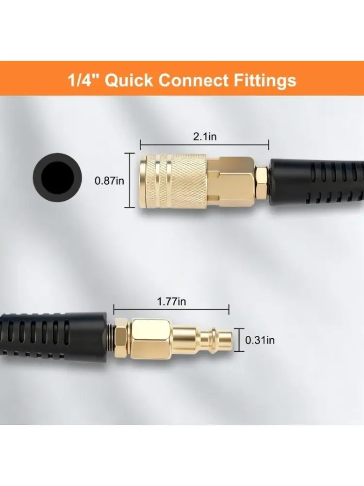 Air Hose 7.5 m PU Polyurethane Spring Coiled Compressor Line with Quarter-Size Threaded Ends for Air Equipment, high quality