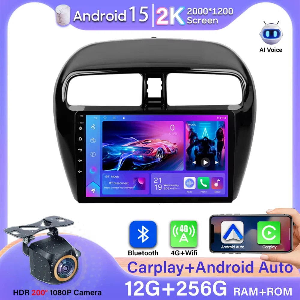Android 15 Video For MITSUBISHI Mirage Spacestar Attrage 2012-2018 Monitor Carplay Video Intelligent Systems GPS No 2din Stereo