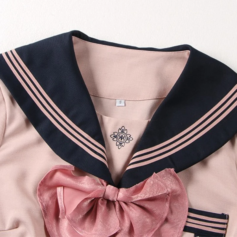 Fudiao Uniforme da marinaio Jk a vita estiva da donna Uniforme scolastica Abito da donna Gonna a trapezio attillata a vita alta Cose di colore puro