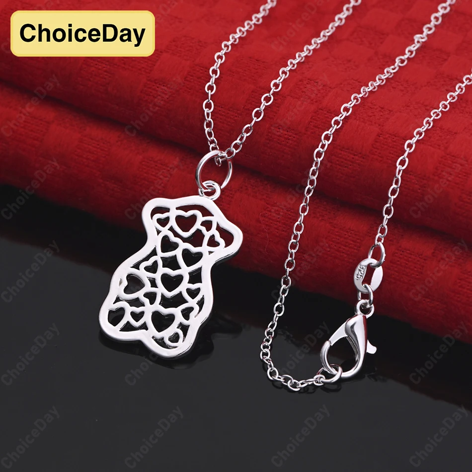 

ChoiceDay Fashion 925 Sterling Silver Exquisite Bear Pendant Necklace Women's Accessories Party Gift Jewelry