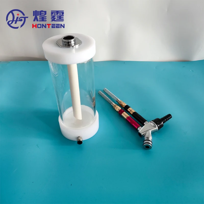 Transparent Mini Fludizing Powder Coating Cup Hopper Barrel With IG06 Powder Injector Pump For Test Powder Painting