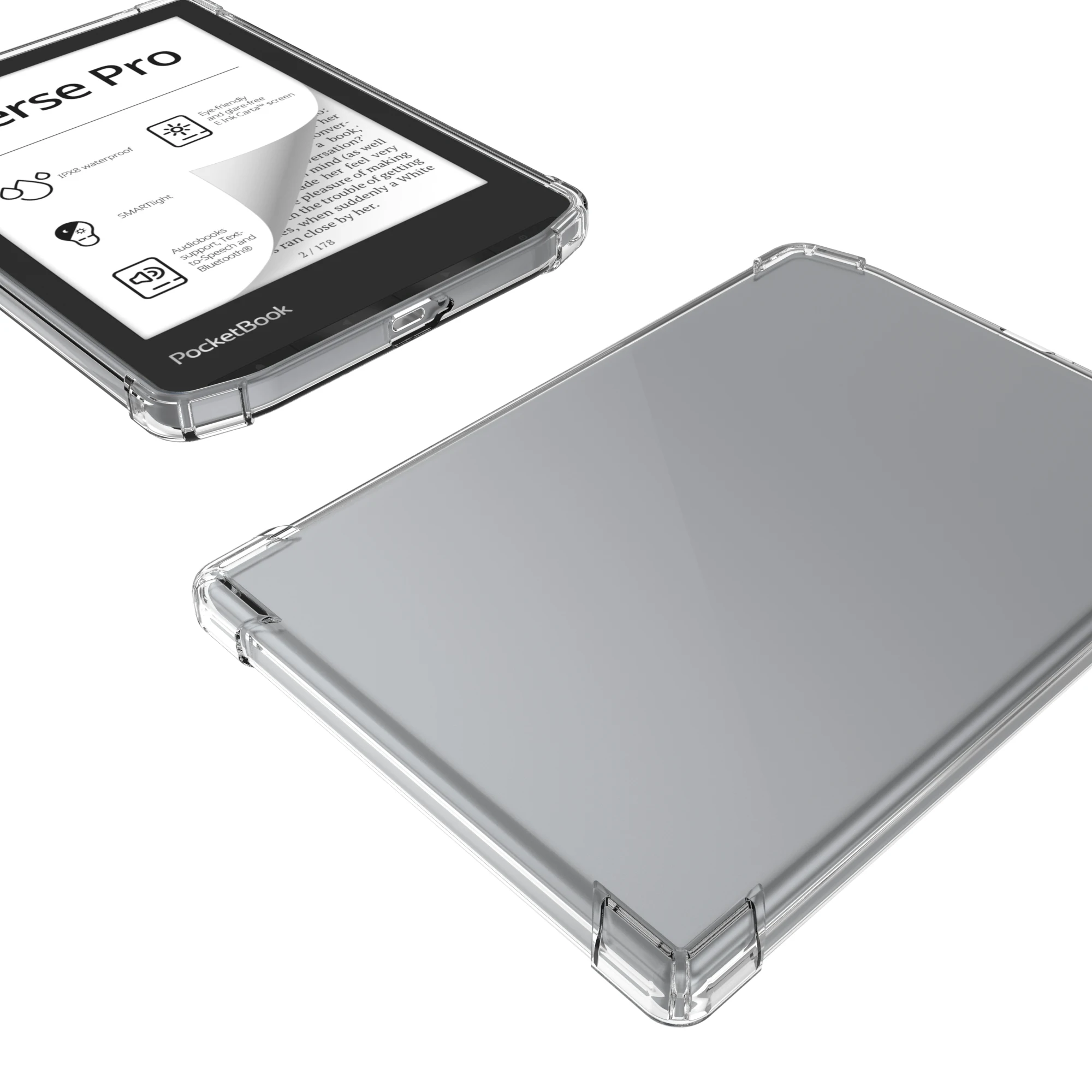 Clear Case for Pocketbook 629 Verse/634 Verse Pro Color e-Reader - Ultrathin Lightweight Transparent Flexible Soft Back Cover
