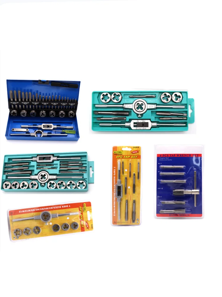 Jeu de tarauds et filières 6/8/32/40 pièces M3-M12, ensemble d'outils manuels pour le taraudage interne et externe et la réparation de filetages.