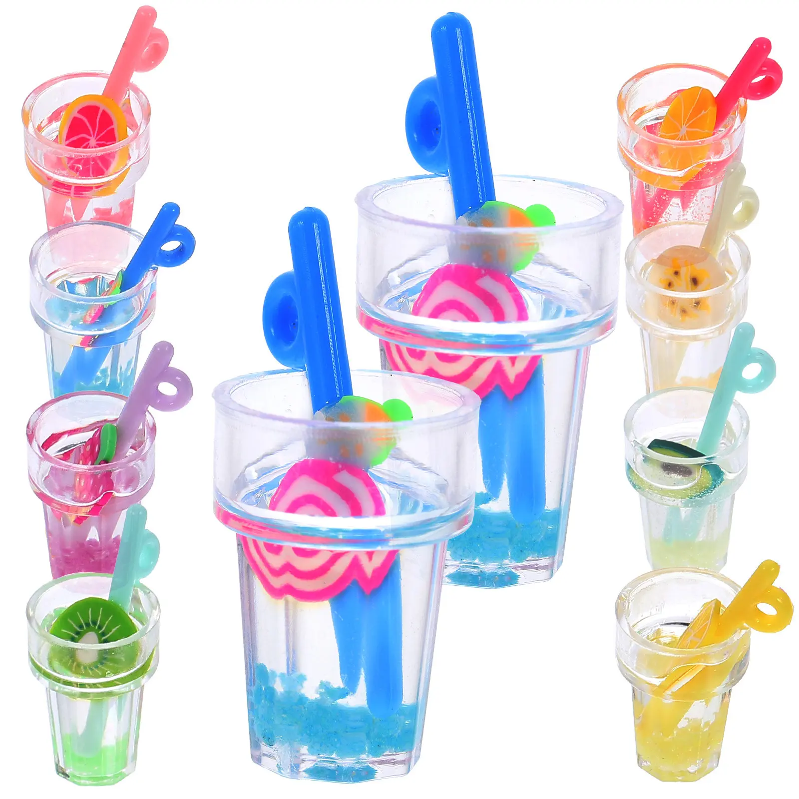 30Pcs Night Glow Fruit Drink Cup Charms Resin Miniature DIY Phone Shell Decoration Unique Small Drink Cup Ornaments view 3