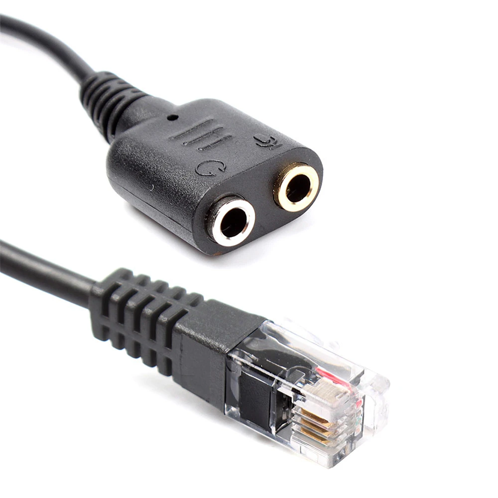 High-quality RJ9 To Dual 3.5MM Headphone Female Converter Adapter Audio Cable 20CM