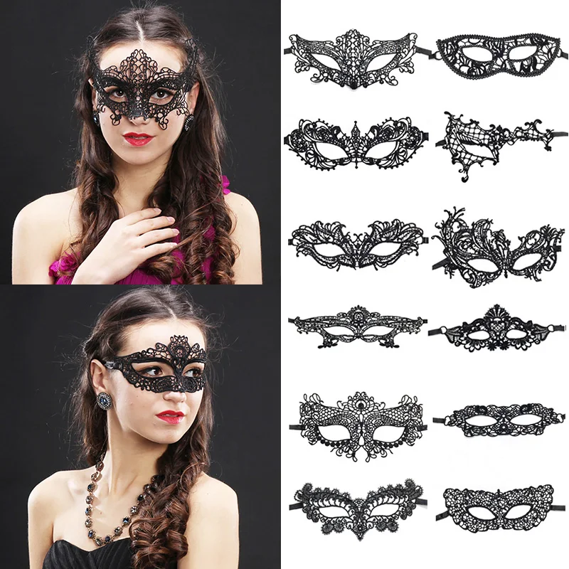 Sexy Spitze Augen maske venezia nische Maskerade Ball Halloween Party Kostüm Kostüm Cosplay Requisiten Dame schwarze Spitze hohle Gesichts maske