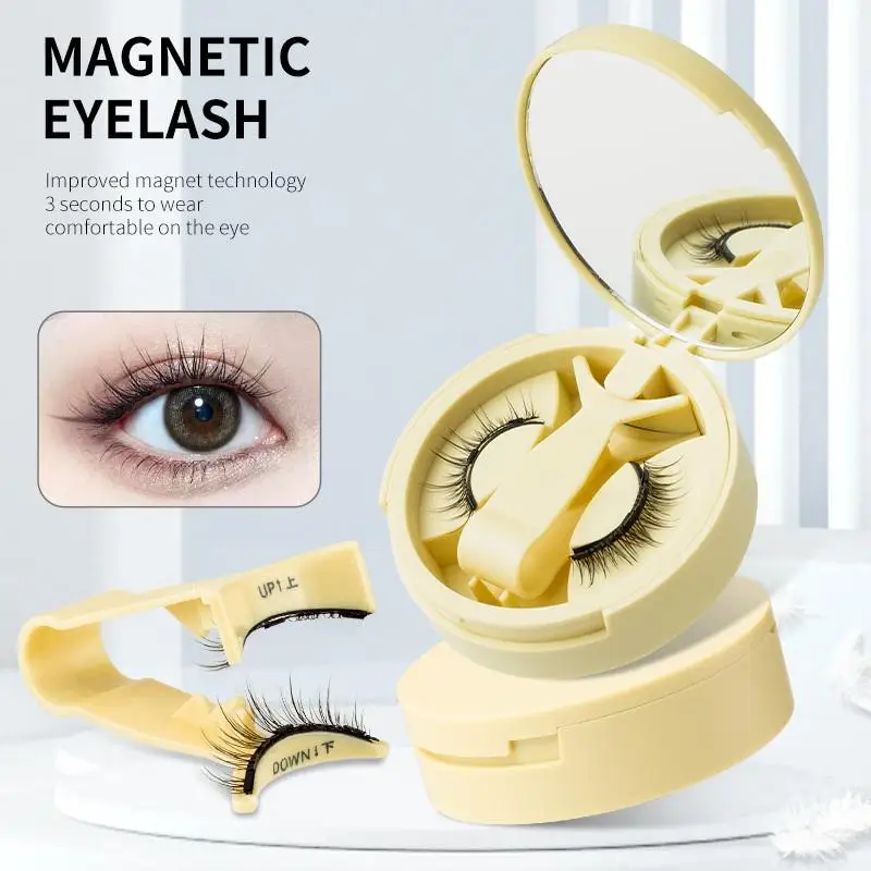 Ciglia magnetiche riutilizzabili Set 1 paio Nessuna colla necessaria Ciglia finte con pinzette magnetiche Strumento per trucco ciglia finte ricci