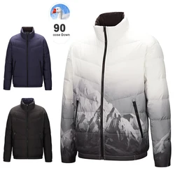 VPG Down Jacket Men Stand Collar Windproof Lightweight Short Jacket Winter Warm Travel Camping Overcoat