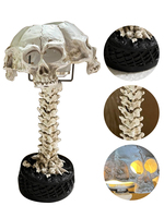 Halloween 3D Gothic Skull Table Lamp Skeleton Desktop Light Spooky 4 Head Resin Night Decorative Light Party Home Ornament Gifts