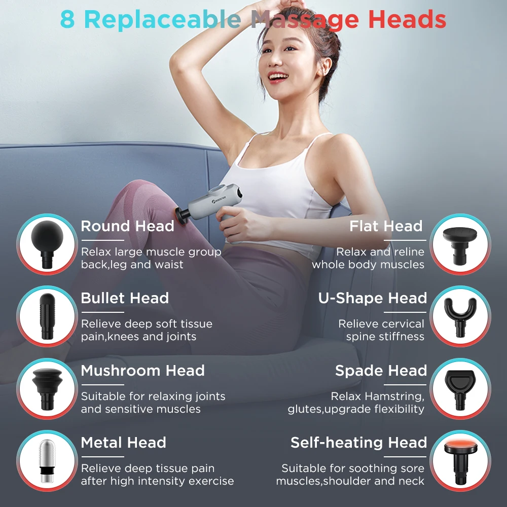 Booster V2 Massage Gun Portable Percussion Electric Massager for Neck Leg Hot Compress Deep Tissue Pain Relief Body Fitness