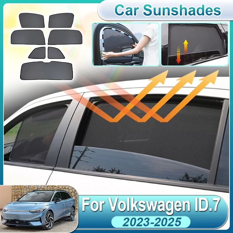 

For Volkswagen VW ID7 Accessories ID 7 2023 2024 2025 Car Window Sunshade Magnetic Curtain Mesh Sun Visor Cover Auto Accessories