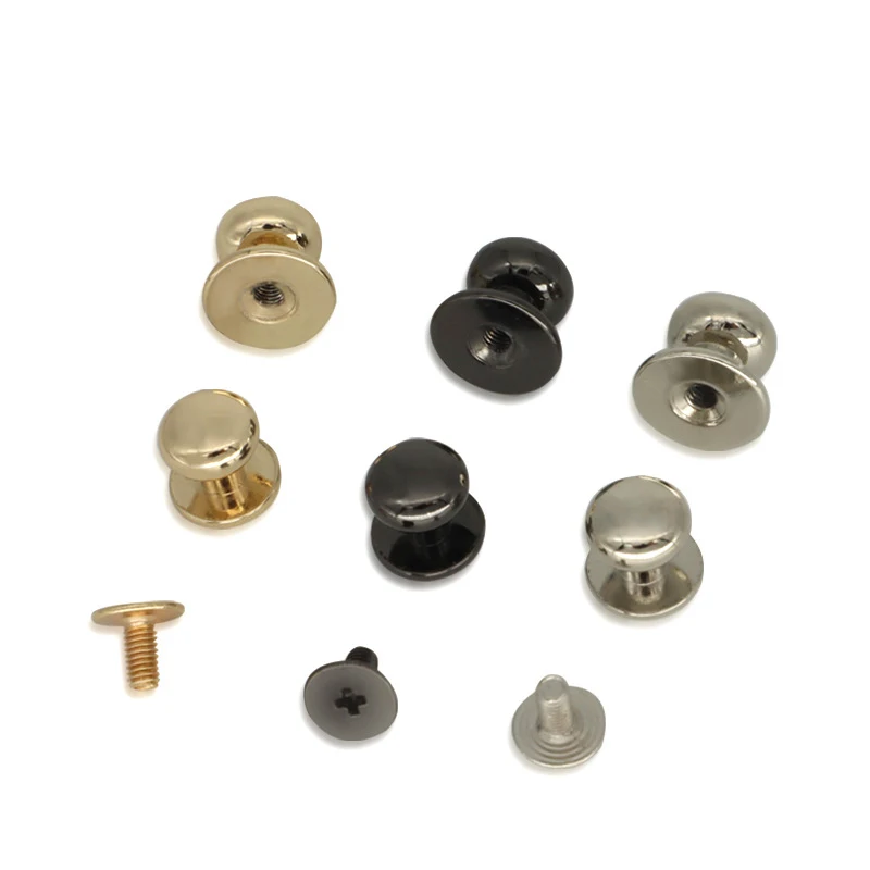 20Pcs Metal Alloy Knob Screw Rivets DIY Round Monk Head Rivets Spikes Decor Nail Buckles Crafts Leather Belt Watch Band 4-10mm