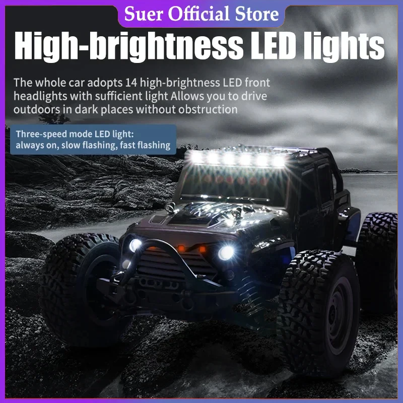 Rc Cars 16103Pro 50 كم/ساعة أو 75 كم/ساعة مع LED 1/16 فرش السيارات 4WD الطرق الوعرة 4x4 عالية السرعة الانجراف شاحنة كبيرة الاطفال اللعب هدية