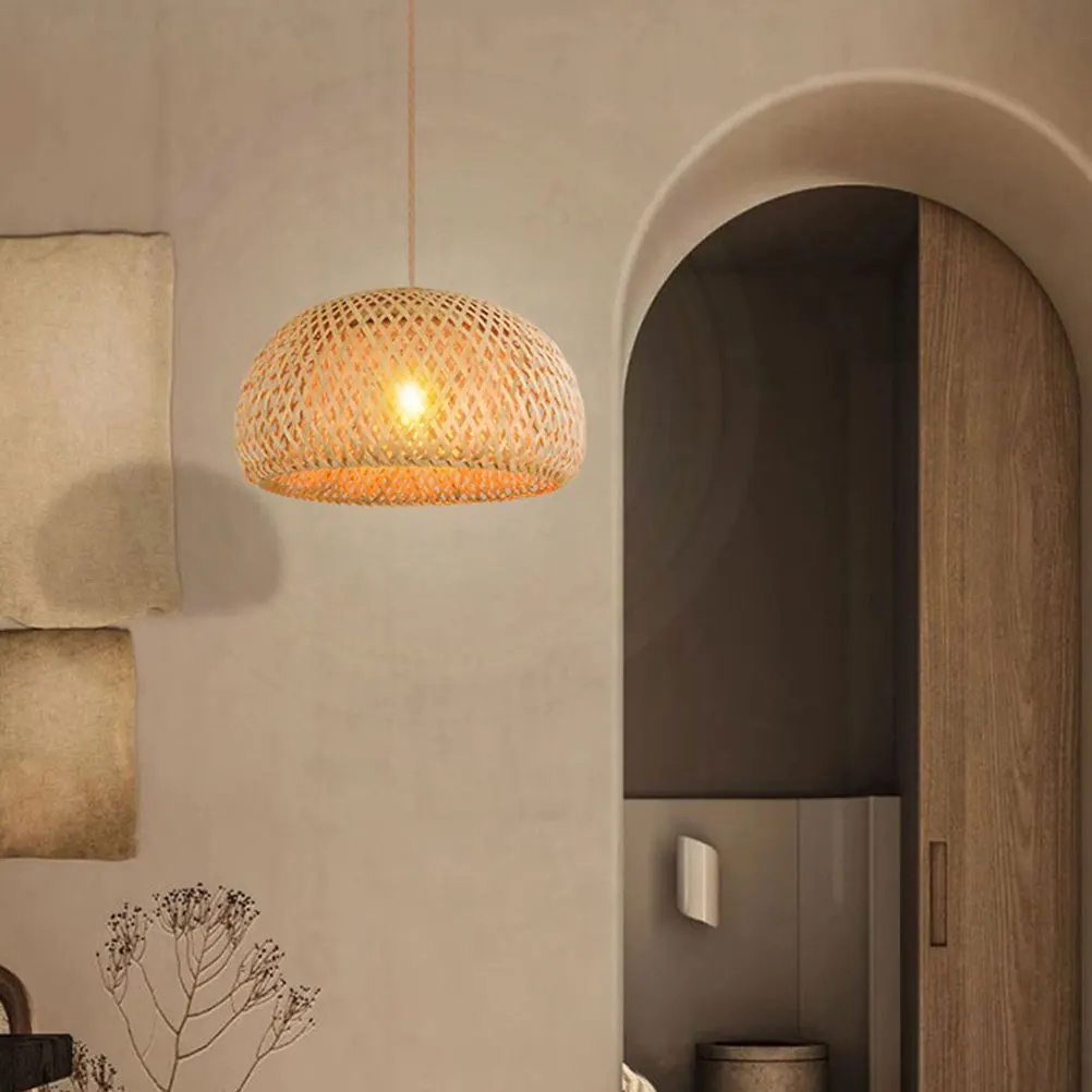 

Bamboo Woven Lamp Shade Pendant Light Cover For Ceiling Lamp Bedroom Rattan Lampshade Indoor Light Accessories Vintage