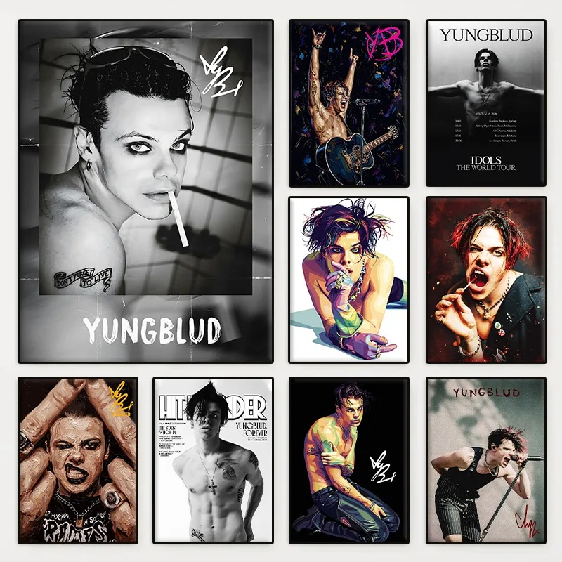 Hot Rock Music Singer Yungblud Poster Modern Famous Star Portrait Photo Canvas Painting Wall Art Picture for Bar Cafe Home Decor