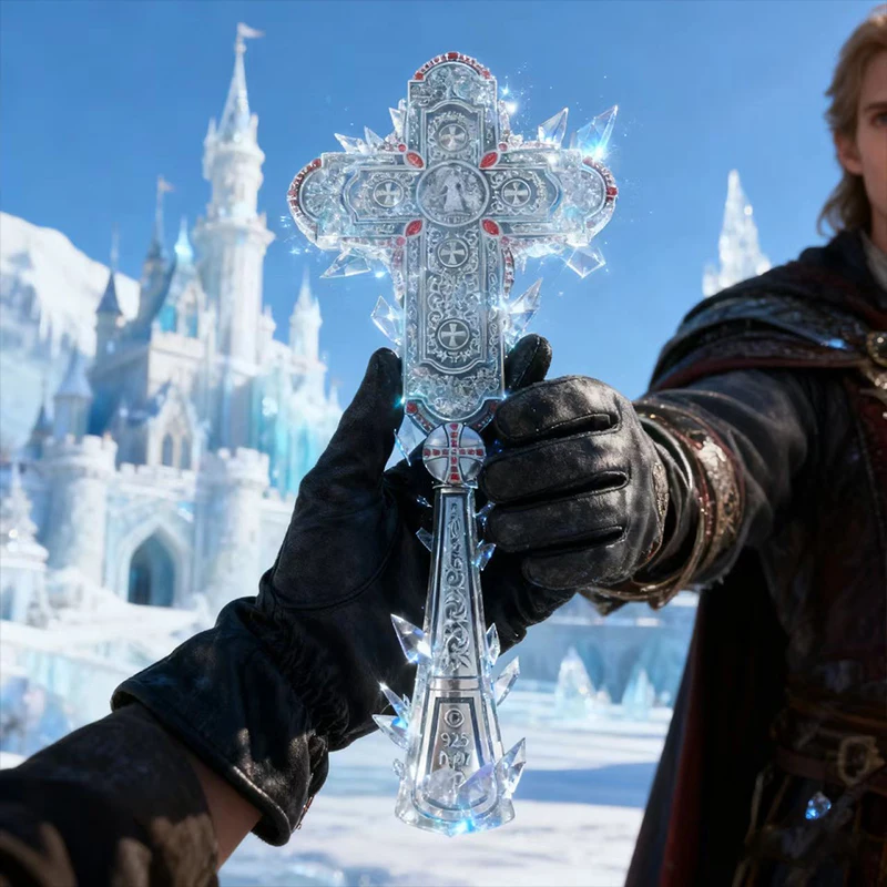 Nueva Estatua de Cristo con Cruz Ortodoxa, Cruz de Oración Religiosa, Cruz de Mano Chapada en Oro, Adorno para el Hogar o la Iglesia, Exquisito Obsequio de Varita Mágica