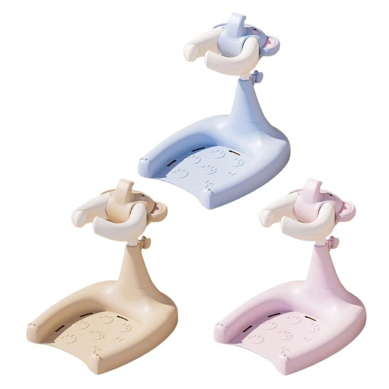 Portable Baby Shower Assistant Cartoon Bath Rack with Large Base and Extendable Handle for Infant Enjoy Secure Bathing