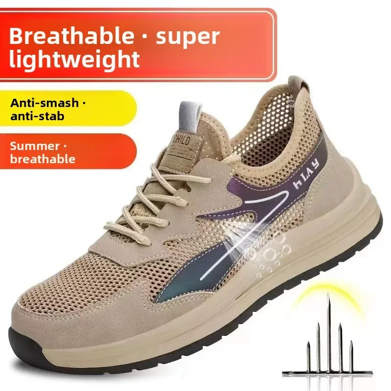 

Summer Labor Insurance Shoes Anti-smashing Anti-piercing Breathable Large Mesh Wear-resistant and Non-slip Safety Shoes