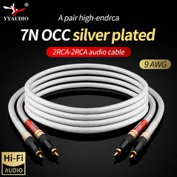 YYAUDIO Hi-End 5N OCC Cable de Audio 2RCA Chapado en plata Cable de Audio de 12 hebras Cable de Audio HIFI 2RCA a 2RCA con Cable de enchufe WBT RCA