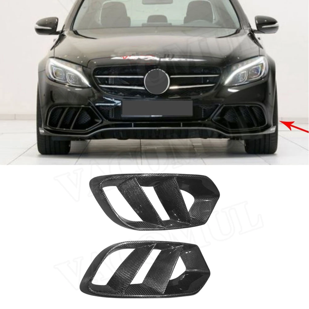 

VACOMUL Carbon Fiber Front Bumper Air Vent Outlet Cover For Mercedes W205 C43 AMG C200 Sport 2015-2019 Foglight Mesh Grill Frame