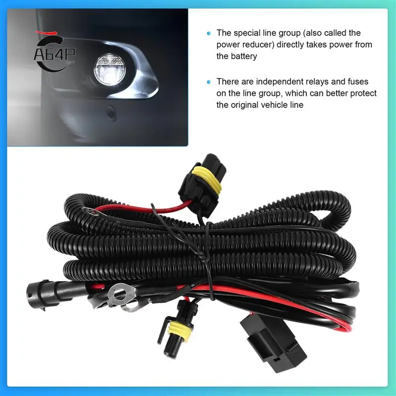 

A64P-1Pcs Car Fog Light Relay Harness H11 880 Relay Adapter Extension Cable 40A Led Light And Halogen Fog Light Connector