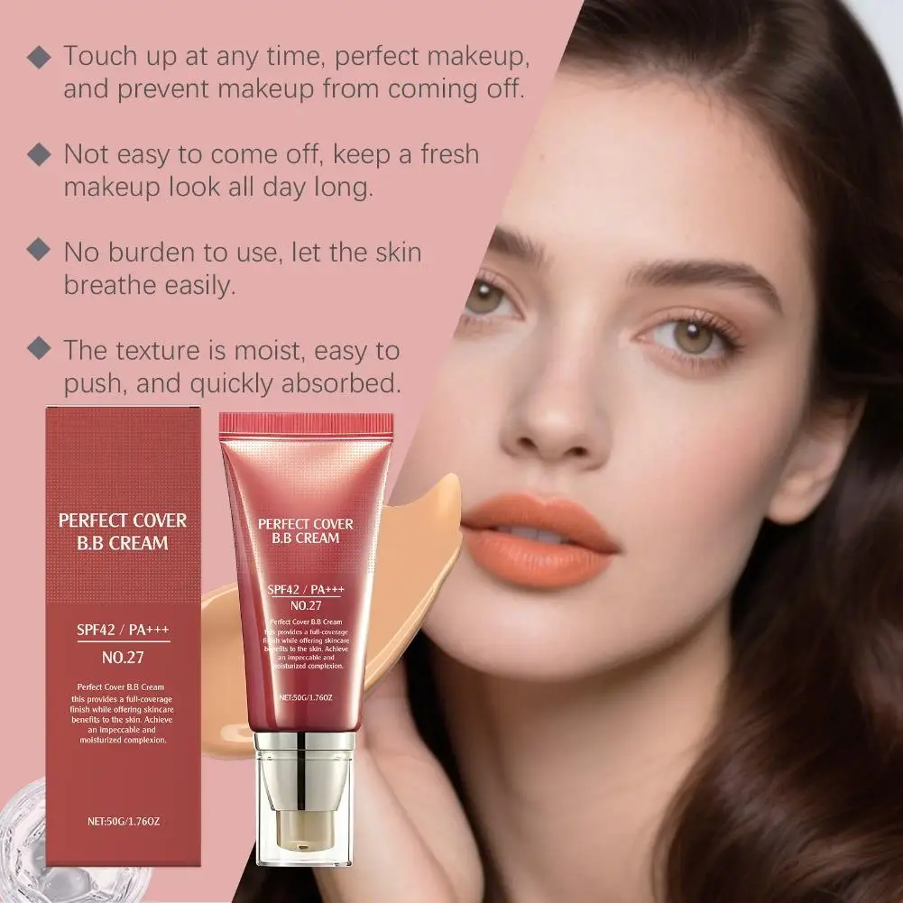 BB Cream Colorido Hidratante Fundação Maquiagem para Círculos Escuros Linhas Finas FPS 42 PA +++ para Rosto Cobertura Completa Corretivo Líquido